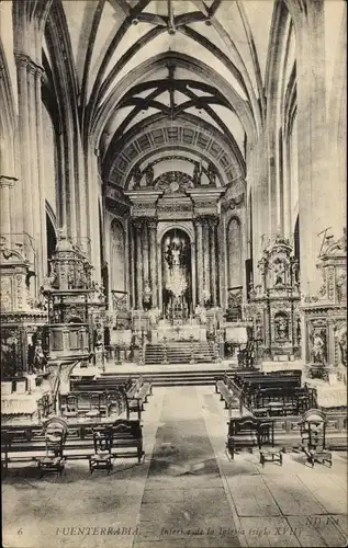Ak Fuenterrabia Baskenland, Interior de la Iglesia