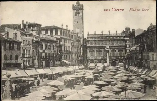 Ak Verona Veneto, Piazza Erbe, mercato