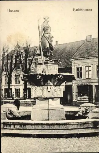Ak Husum in Nordfriesland, Marktbrunnen