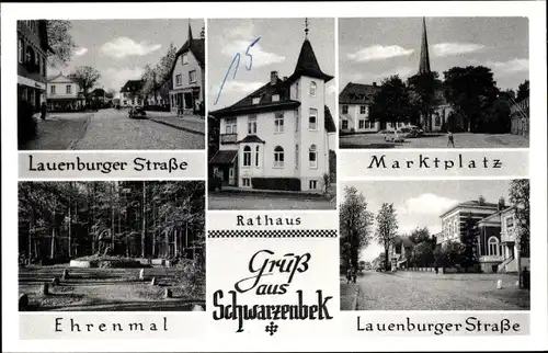 Ak Schwarzenbek im Herzogtum Lauenburg, Lauenburger Straße, Markt, Ehrenmal