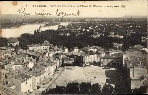 Ak Tournon Ardèche, Place des Graviers, Plaine de Chapote