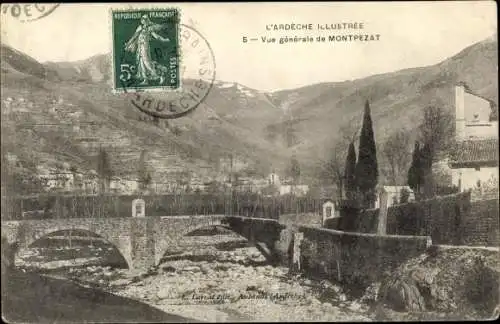 Ak Montpezat Ardèche, Vue Generale