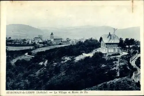 Ak St. Romain de Lerps Ardèche, Le Village et Route du Pic