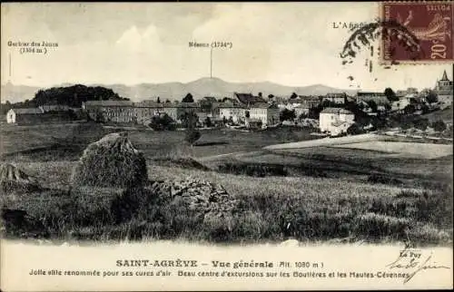 Ak Saint Agreve Ardèche, Vue Generale