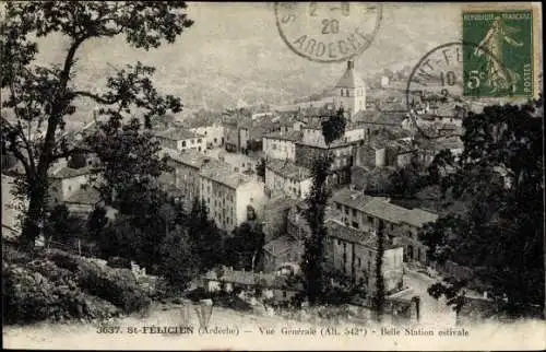 Ak Saint Felicien Ardèche, Vue Generale