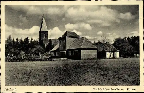 Ak Idstedt in Schleswig Holstein, Gedächtnishalle mit Kirche