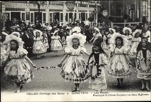 Ak Bruxelles Brüssel, Cortège des Saisons Juillet 1910, les Roses