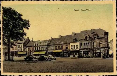 Ak Leuze en Hainaut Wallonien Hennegau, Grand' Place, Geschäfte