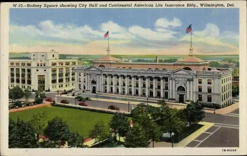Ak Wilmington Delaware USA, Rodney Square showing City Hall and Continental American Life Insurance