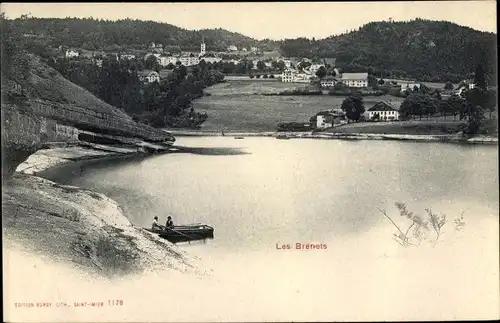 Ak Les Brenets Neuenburg Schweiz, Vue générale, Ruderboot