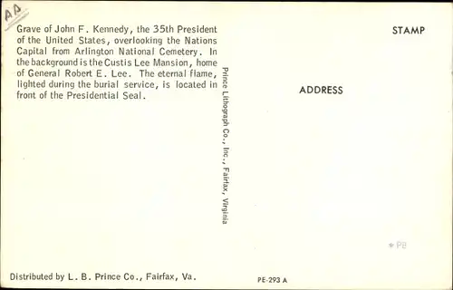 Ak Arlington Virginia USA, John F. Kennedy, 35. Präsident der Vereinigten Staaten, Grab