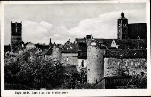 Ak Ingolstadt an der Donau Oberbayern, Partie an der Stadtmauer