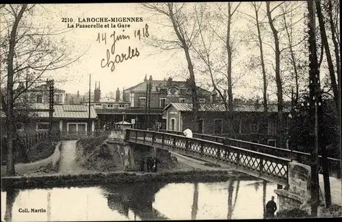 Ak Laroche Migennes Yonne, La Passerelle et la Gare