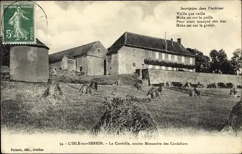 Ak L'Isle sur Serein Yonne, La Cordelle, ancien Monastère