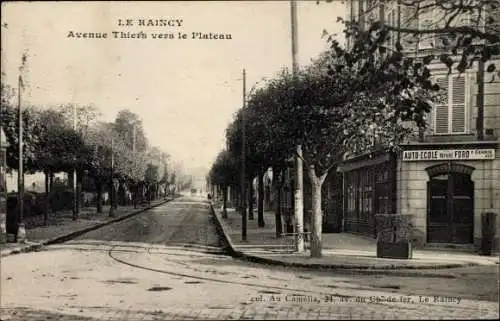 Ak Le Raincy Seine Saint Denis, Avenue Thiers vers le Plateau