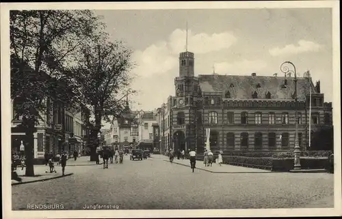 Ak Rendsburg in Schleswig Holstein, Jungfernstieg