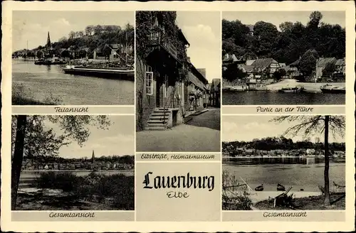 Ak Lauenburg in Schleswig Holstein, Teilansicht, Elbstraße, Heimatmuseum, Partie an der Fähre