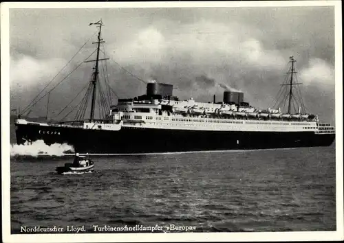 Ak Turbinenschnelldampfer Europa, Norddeutscher Lloyd Bremen