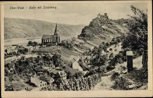 Ak Oberwesel in Rheinland Pfalz, Gesamtansicht, Schönburg