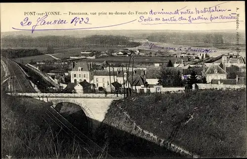 Ak Pont sur Yonne Yonne, Panorama