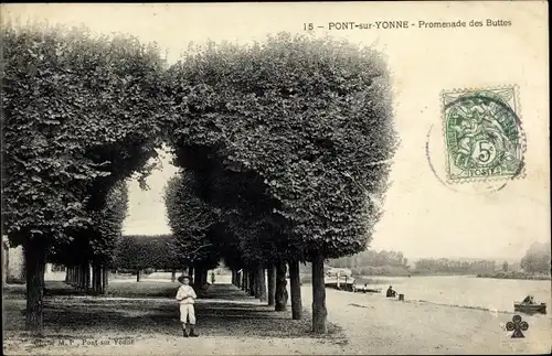 Ak Pont sur Yonne Yonne, Promenade des Buttes