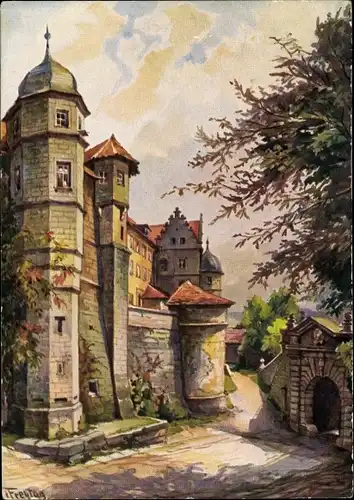 Künstler Ak Freytag, C., Kronach im Frankenwald Bayern, Burg mit Observationsturm