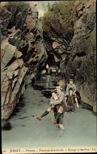 Ak Plemont Jersey Kanalinseln, Passage of the Grot, Grotte, Felsen