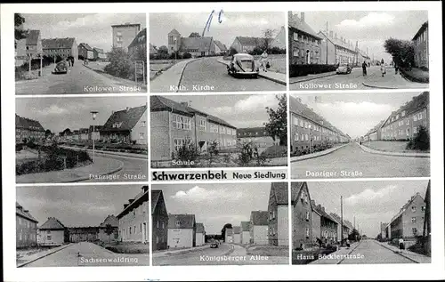 Ak Schwarzenbek in Schleswig Holstein, Kirche, Strassenansichten, Schule
