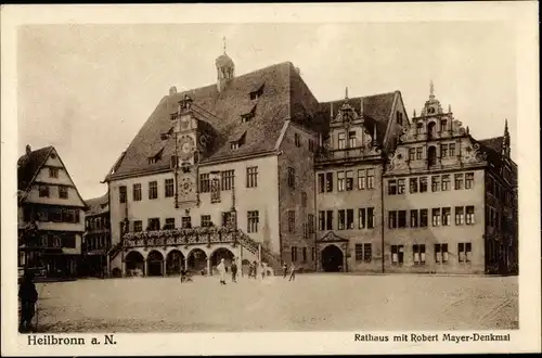 Ak Heilbronn in Baden Württemberg, Rathaus, Robert Mayer Denkmal