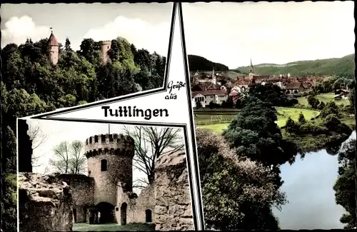Ak Tuttlingen im Tal der Oberen Donau, Blick auf den Ort, Turm
