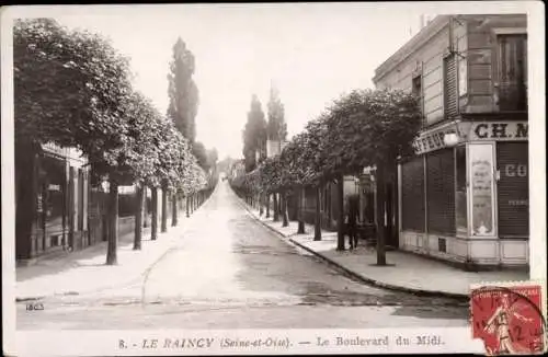 Ak Le Raincy Seine Saint Denis, Le Boulevard du Midi, Coiffeur