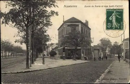 Ak Nanterre Hauts de Seine, Route de Paris, rue Sadi Carnot