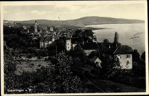 Ak Überlingen im Bodenseekreis Baden Württemberg, Panorama vom Ort, Seeblick, Hügellandschaft