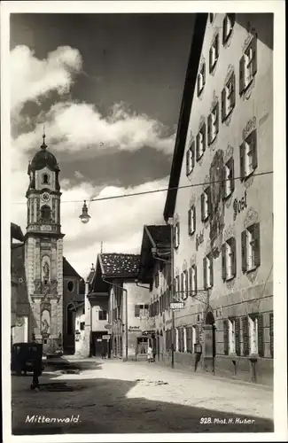 Ak Mittenwald in Oberbayern, Hotel Post, Deutsche Heimatbilder