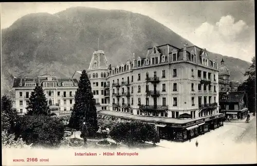 Ak Interlaken Kt. Bern Schweiz, Hotel Metropole