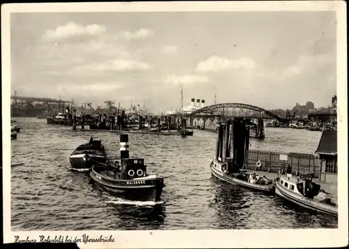 Ak Hamburg Mitte, Hafenpartie, Überseebrücke