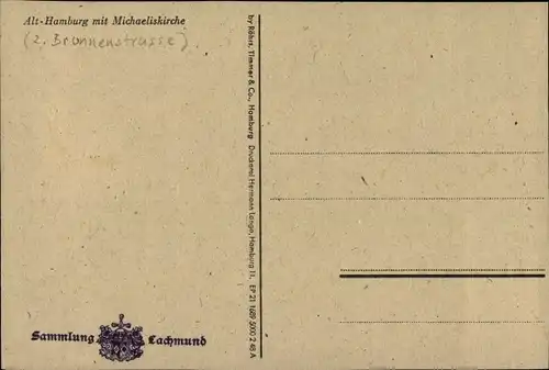 Künstler Ak Hamburg Mitte, Michaeliskirche, Brunnenstraße