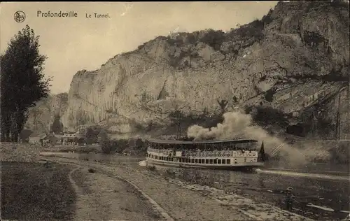 Ak Profondeville Wallonien Namur, Le Tunnel, Dampfer