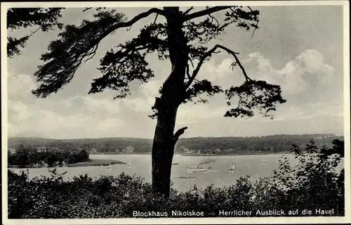 Ak Berlin Zehlendorf Wannsee, Blockhaus Nikolskoe, Havelpanorama