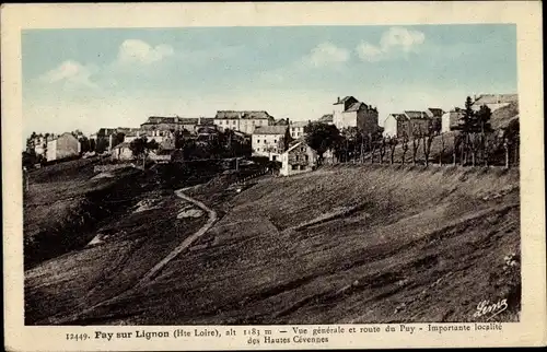 Ak Fay sur Lignons Haute-Loire, Vue générale et route du Puy