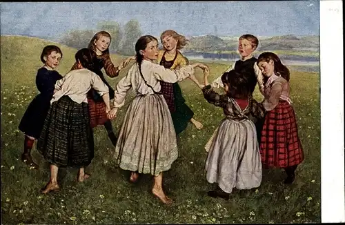 Künstler Ak Thoma, Hans, Kinderreigen, tanzende Kinder
