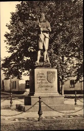 Ak Marienberg in Sachsen, Blick auf Denkmal Heinrichs des Frommen