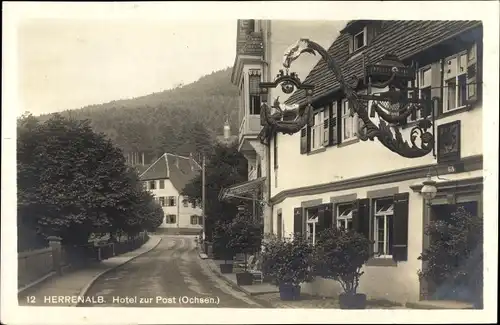 Ak Bad Herrenalb im Schwarzwald, Hotel zur Post, Ochsen