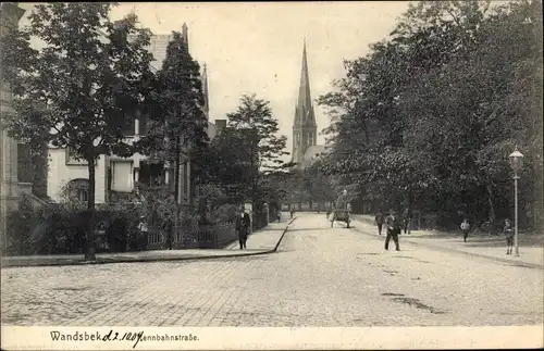 Ak Hamburg Wandsbek, Rennbahnstraße mit Blick zur Kirche