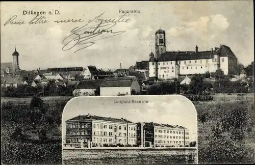 Ak Dillingen an der Donau in Nordschwaben, Panorama, Luitpold Kaserne