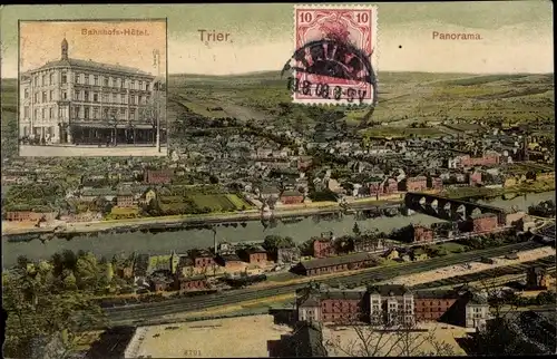 Trier in Rheinland Pfalz, Bahnhofshotel, Panorama