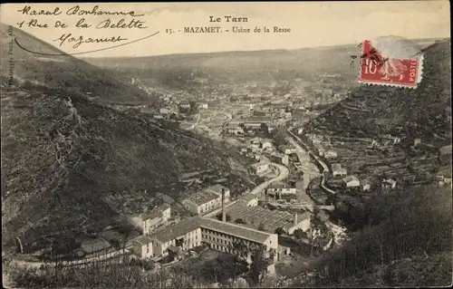 Ak Mazamet Tarn, Usine de la Resse, Vue générale