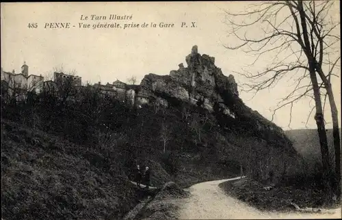 Ak Penne Tarn, Vue générale, prise de la Gare