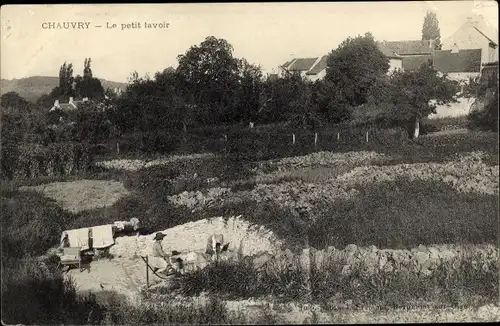 Ak Chauvry Val d'Oise, Le petit lavoir, Vue générale