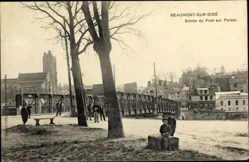 Ak Beaumont sur Oise, Entree du Pont sur Persan